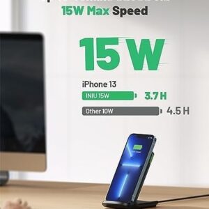 INIU Wireless Charger, 15W Fast Wireless Charging Station with Sleep-Friendly