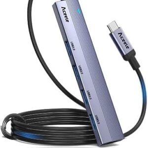 Aceele USB C Hub 4 Ports, Aluminum USB C to USB Hub with 2ft Extended Cable