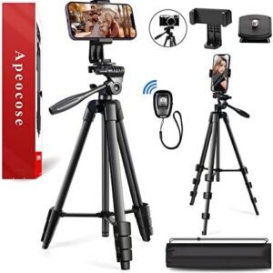 Apeocose 55" Tripod for iPhone with Quick-Release Plate, Lightweight Cell Phone