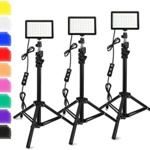 3 Packs 70 LED Video Light with Adjustable Tripod Stand/Color Filters