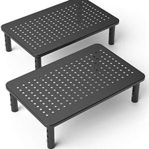 2-Pack Premium Laptop PC Monitor Stand with Sturdy, Stable Black Metal