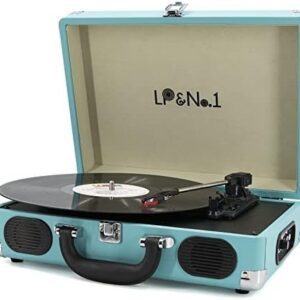 LP&No.1 Portable Suitcase Turntable with Stereo Speaker,3 Speeds Belt-Drive