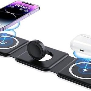 Wireless Charger, Magnetic Foldable 3 in 1 Mag-Safe Charger, Fast Travel