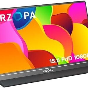 ARZOPA Portable Monitor, 15.6'' 1080P FHD Laptop Monitor USB C HDMI Computer