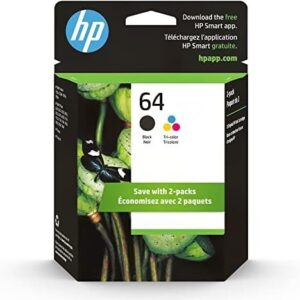 HP 64 Black/Tri-color Ink Cartridges (2-pack) | Works with HP ENVY Inspire