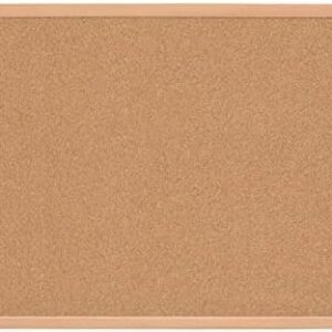 Quartet Cork Board Bulletin Board, 23" x 35" Framed Corkboard, Oak Frame
