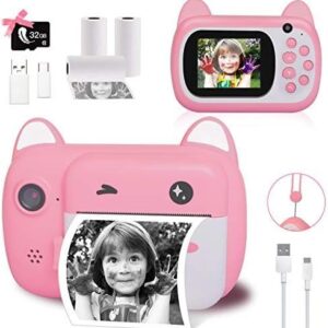 Instant Print Camera for Kids, Upgrade Selfie Kids Camera, Digital Zero Ink