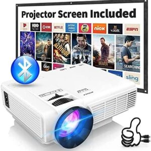 2023 Projector with 100'' Projector Screen, Mini Projector Bluetooth, Latest
