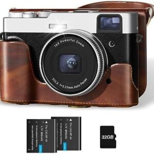 Upgraded 4K Digital Camera with Leather Case, 48MP Vlogging Cameras
