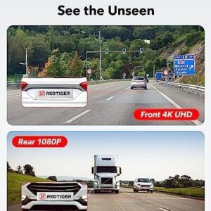 REDTIGER Dash Cam Front Rear, 4K/2.5K Full HD Dash Camera for Cars, Free 32GB