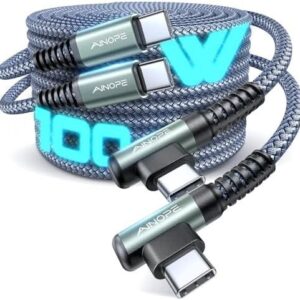 AINOPE USB C to USB C Cable 100W 2-Pack 6.6FT, Durable USBC to USBC Cable Cord
