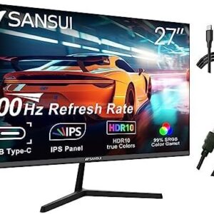 SANSUI Computer Monitors 27 inch 100Hz IPS USB Type-C FHD 1080P HDR10 Built-in