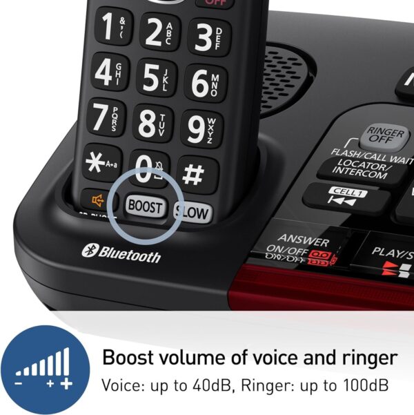 Panasonic Amplified Cordless Phone, KX-TGM430B - 1 Handset (Black) - Image 4