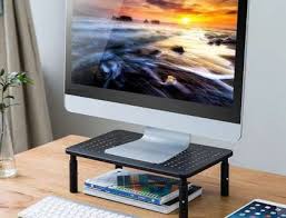2-Pack Premium Laptop PC Monitor Stand with Sturdy, Stable Black Metal
