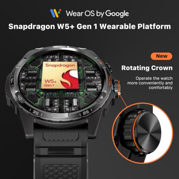 Ticwatch Atlas Smartwatch for Men Android Wear OS Smart Watch Outdoor 90 Hrs Battery 110+ Workout Modes Heat Map Fall Detection Health Fitness Tracker 5ATM GPS Compass Android Compatible Only - Image 2